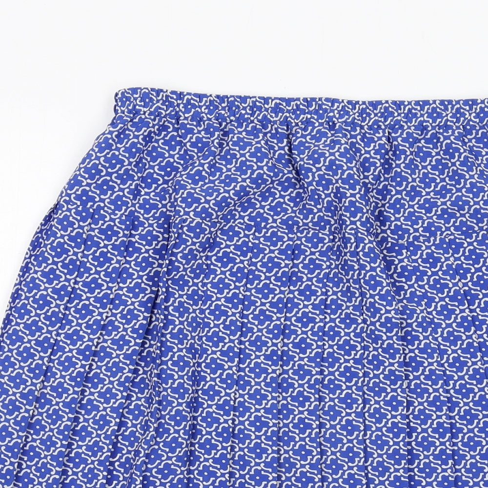 Schrader Womens Blue Geometric Polyester Pleated Skirt Size 12