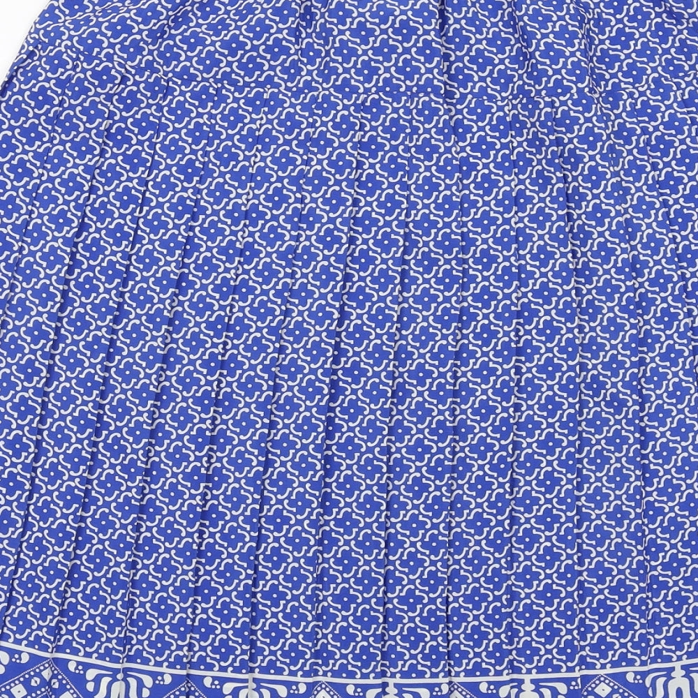 Schrader Womens Blue Geometric Polyester Pleated Skirt Size 12