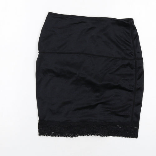 M&Co Womens Black Nylon Pettiskirt Skirt Size 16