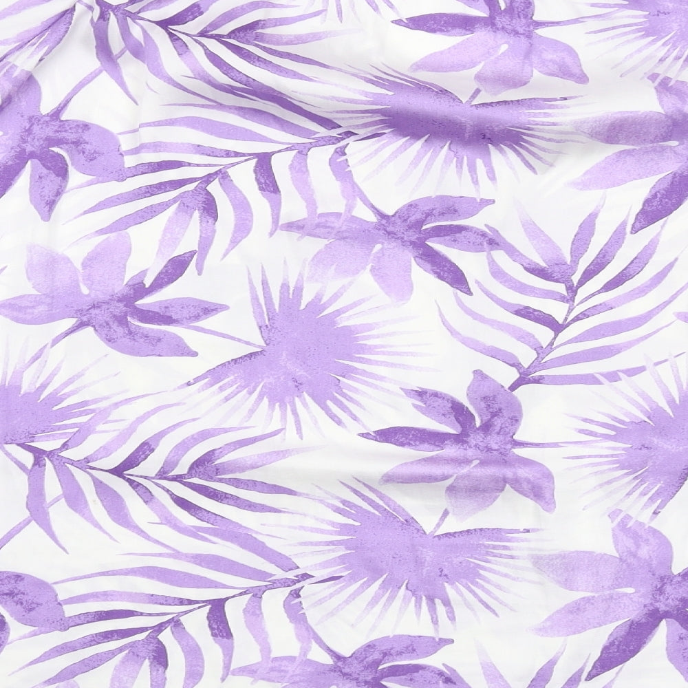 Marks and Spencer Womens Purple Floral Polyester Basic Blouse Size 20 V-Neck