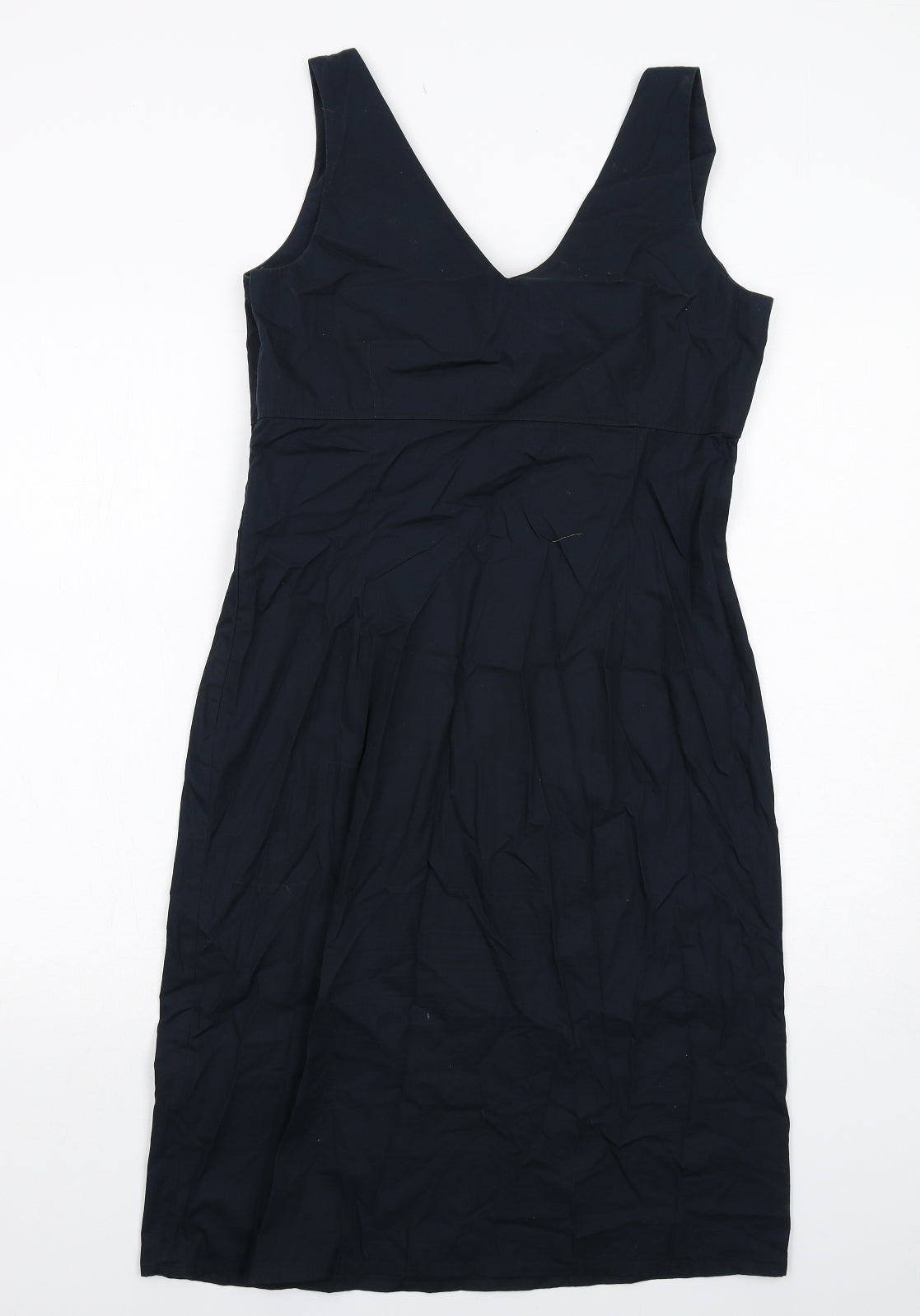 Marks and Spencer Womens Black Floral Cotton A-Line Size 12 V-Neck Zip
