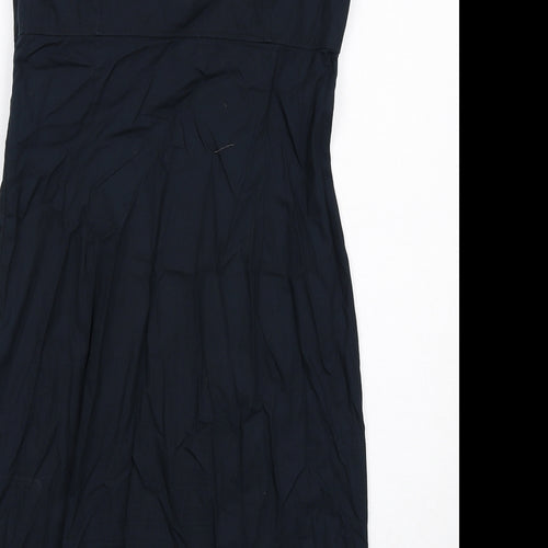 Marks and Spencer Womens Black Floral Cotton A-Line Size 12 V-Neck Zip