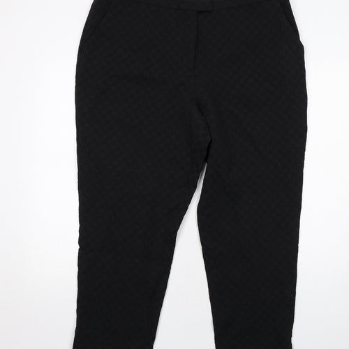 Jaeger Womens Black Cotton Carrot Trousers Size 18 Regular Zip - Textured