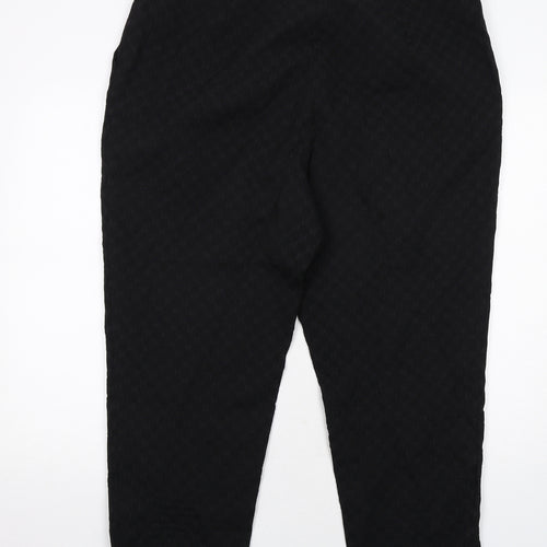 Jaeger Womens Black Cotton Carrot Trousers Size 18 Regular Zip - Textured