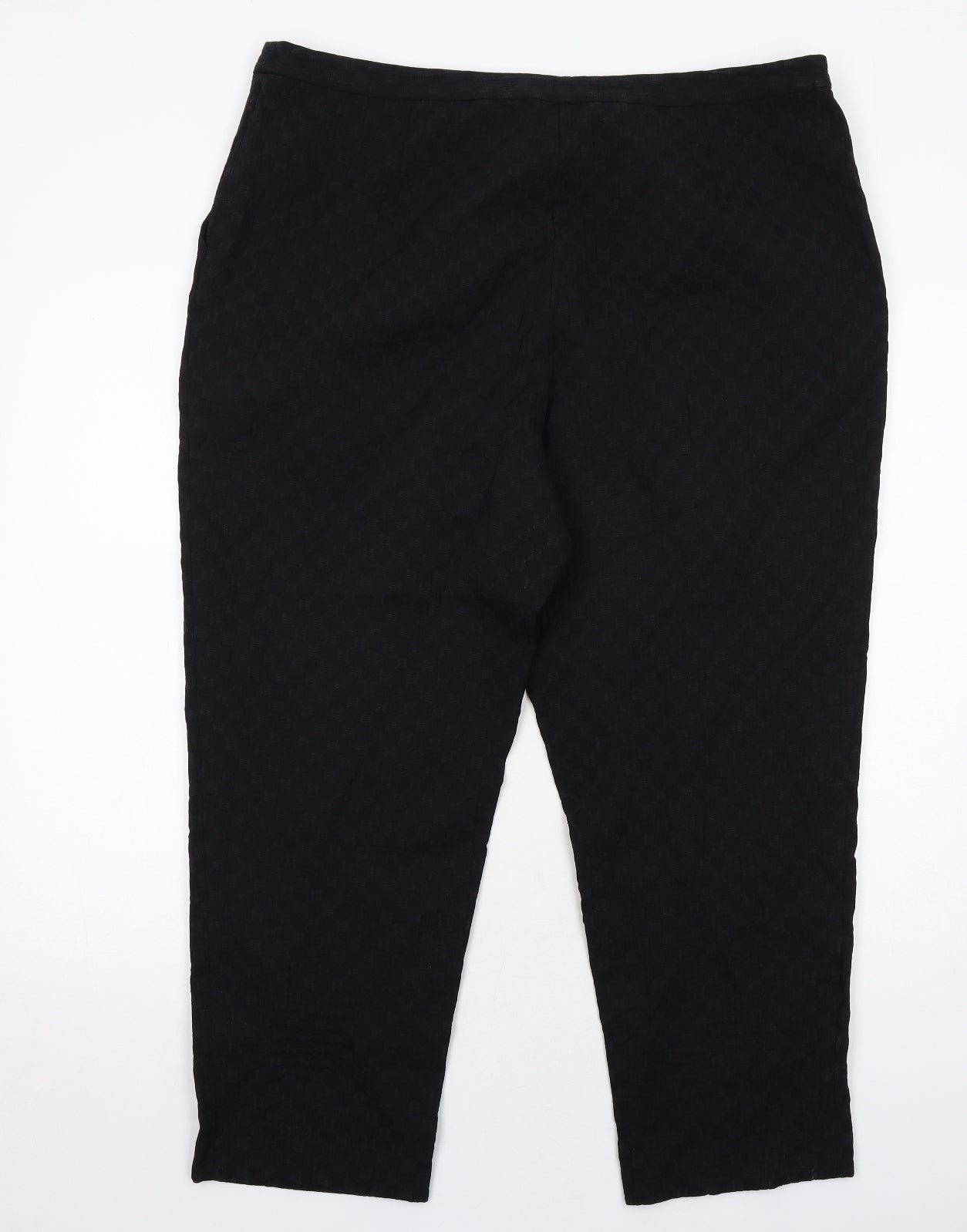 Jaeger Womens Black Cotton Carrot Trousers Size 18 Regular Zip - Textured