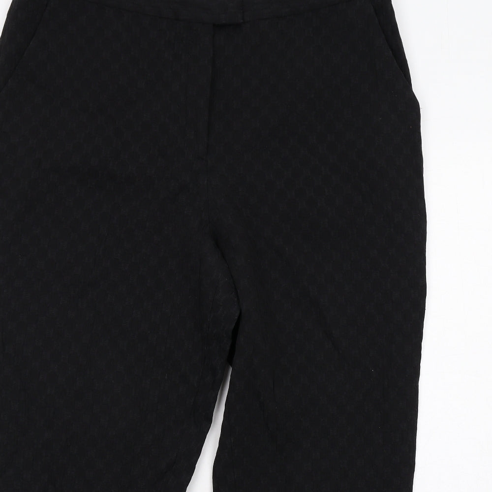 Jaeger Womens Black Cotton Carrot Trousers Size 18 Regular Zip - Textured
