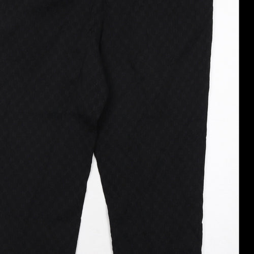 Jaeger Womens Black Cotton Carrot Trousers Size 18 Regular Zip - Textured