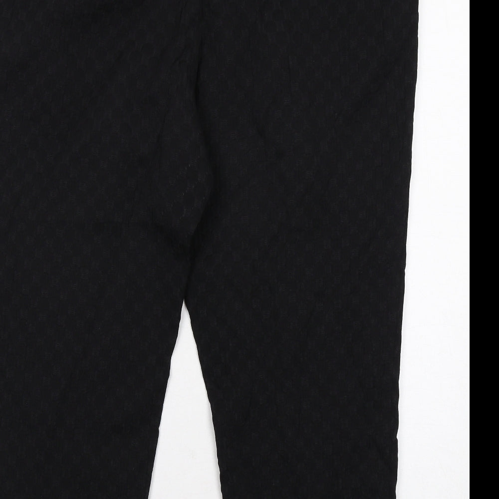 Jaeger Womens Black Cotton Carrot Trousers Size 18 Regular Zip - Textured
