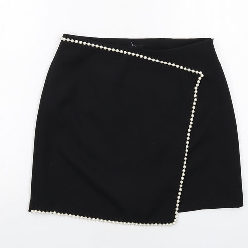 River Island Womens Black Polyester A-Line Skirt Size 10 Zip