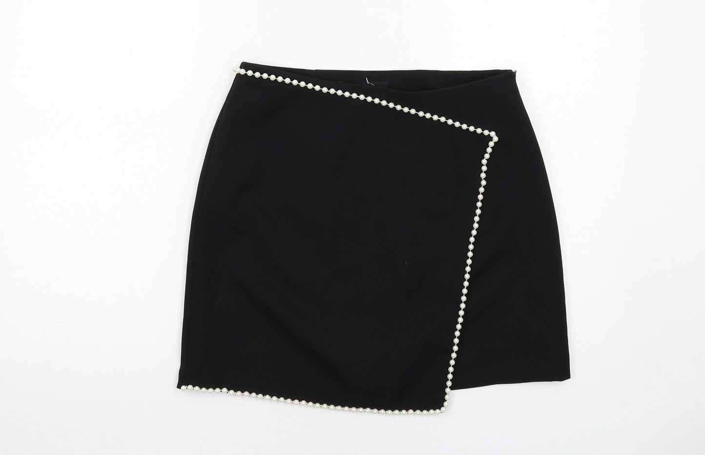 River Island Womens Black Polyester A-Line Skirt Size 10 Zip