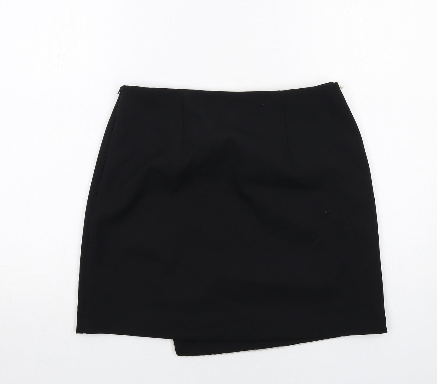 River Island Womens Black Polyester A-Line Skirt Size 10 Zip