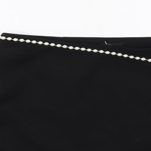 River Island Womens Black Polyester A-Line Skirt Size 10 Zip