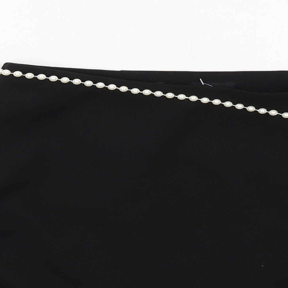 River Island Womens Black Polyester A-Line Skirt Size 10 Zip