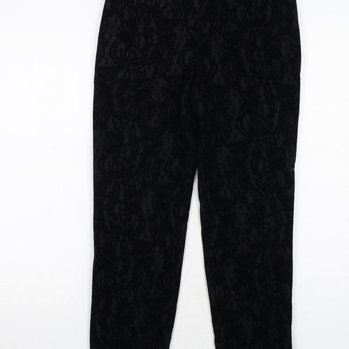 Coast Womens Black Paisley Polyamide Trousers Size 8 Regular Zip