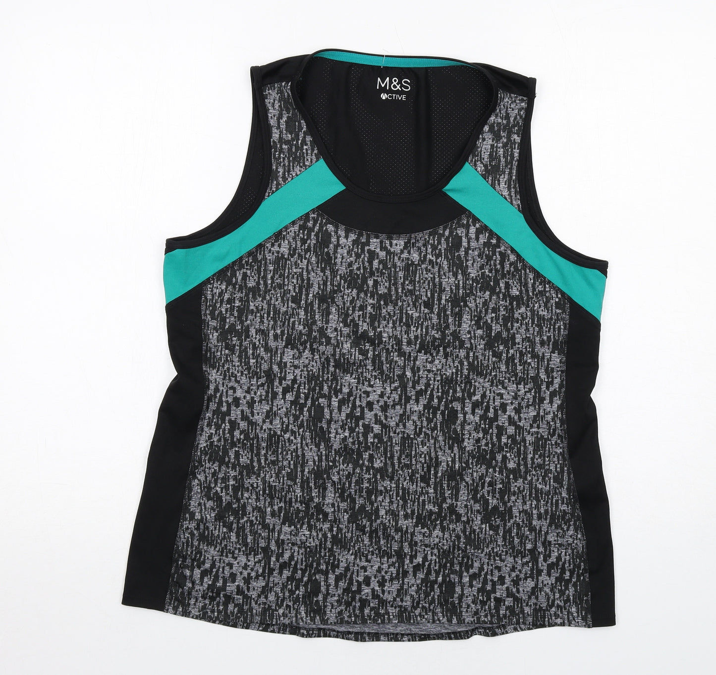 Marks and Spencer Womens Black Colourblock Polyester Pullover Tank Size 16 Scoop Neck Pullover