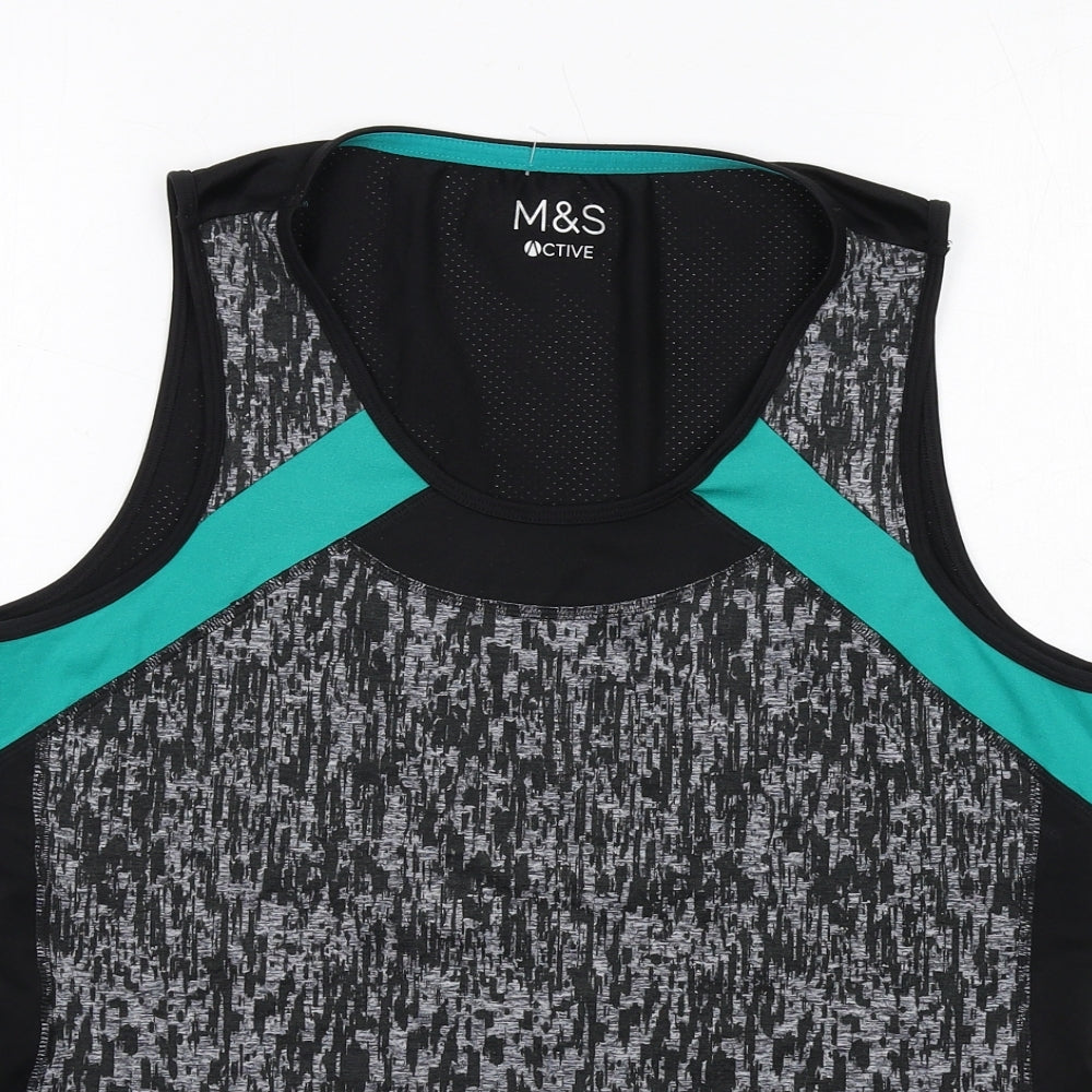 Marks and Spencer Womens Black Colourblock Polyester Pullover Tank Size 16 Scoop Neck Pullover