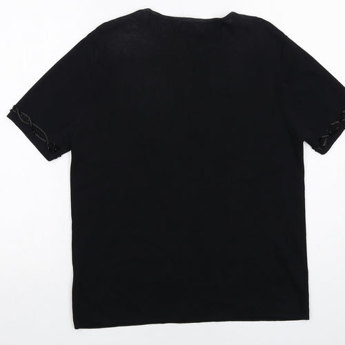 Casamia Womens Black Viscose Basic T-Shirt Size M V-Neck