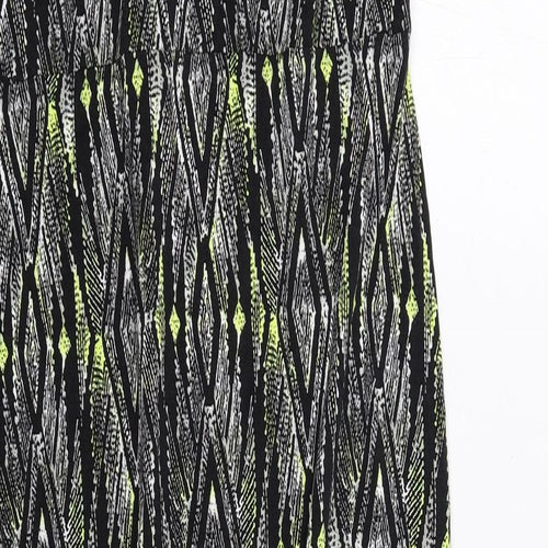 Wallis Womens Black Geometric Viscose A-Line Size 16 V-Neck Pullover