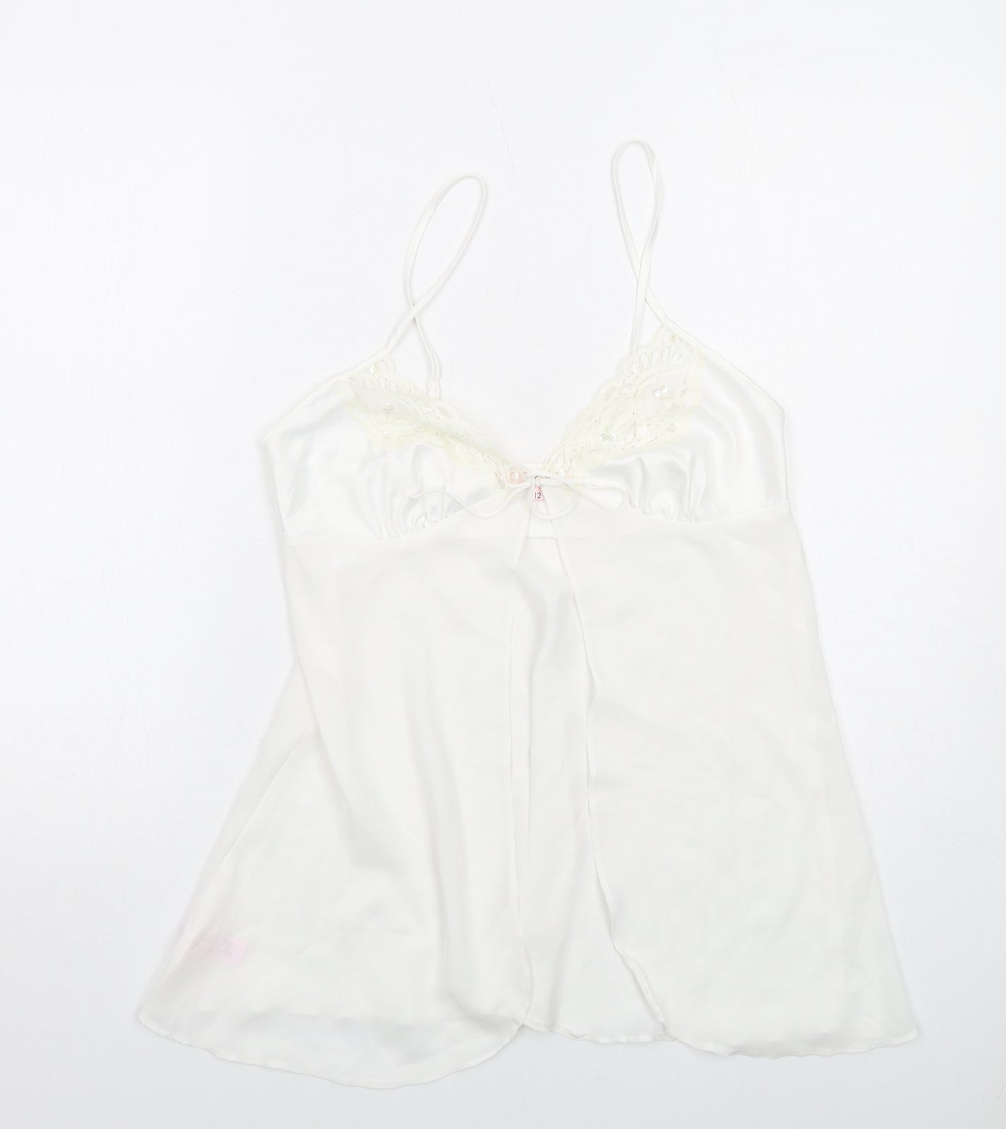 Janet Reger Womens White Polyester Camisole Tank Size 12 V-Neck - Lace Detail