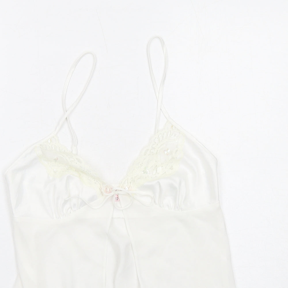 Janet Reger Womens White Polyester Camisole Tank Size 12 V-Neck - Lace Detail