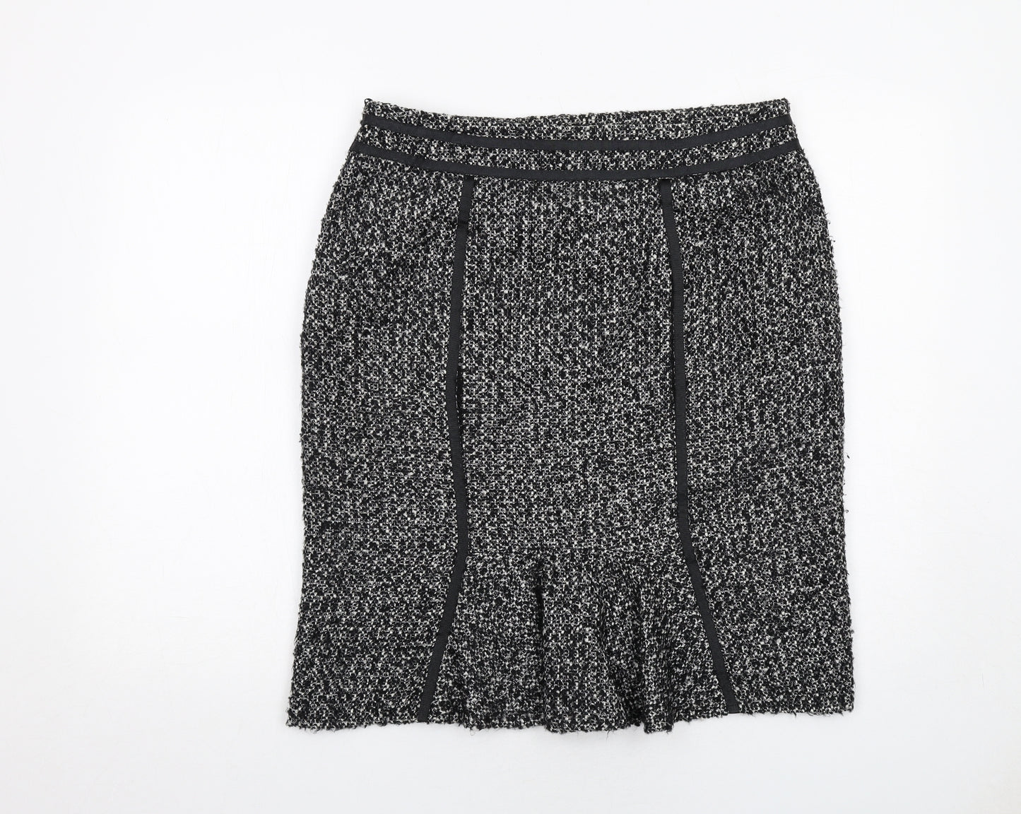 Per Una Womens Black Geometric Acrylic A-Line Skirt Size 14 Zip