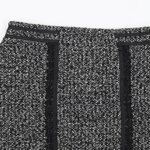 Per Una Womens Black Geometric Acrylic A-Line Skirt Size 14 Zip