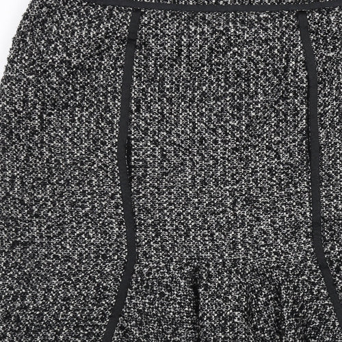 Per Una Womens Black Geometric Acrylic A-Line Skirt Size 14 Zip