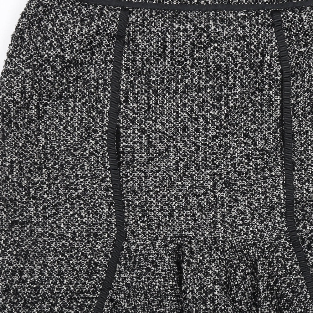 Per Una Womens Black Geometric Acrylic A-Line Skirt Size 14 Zip