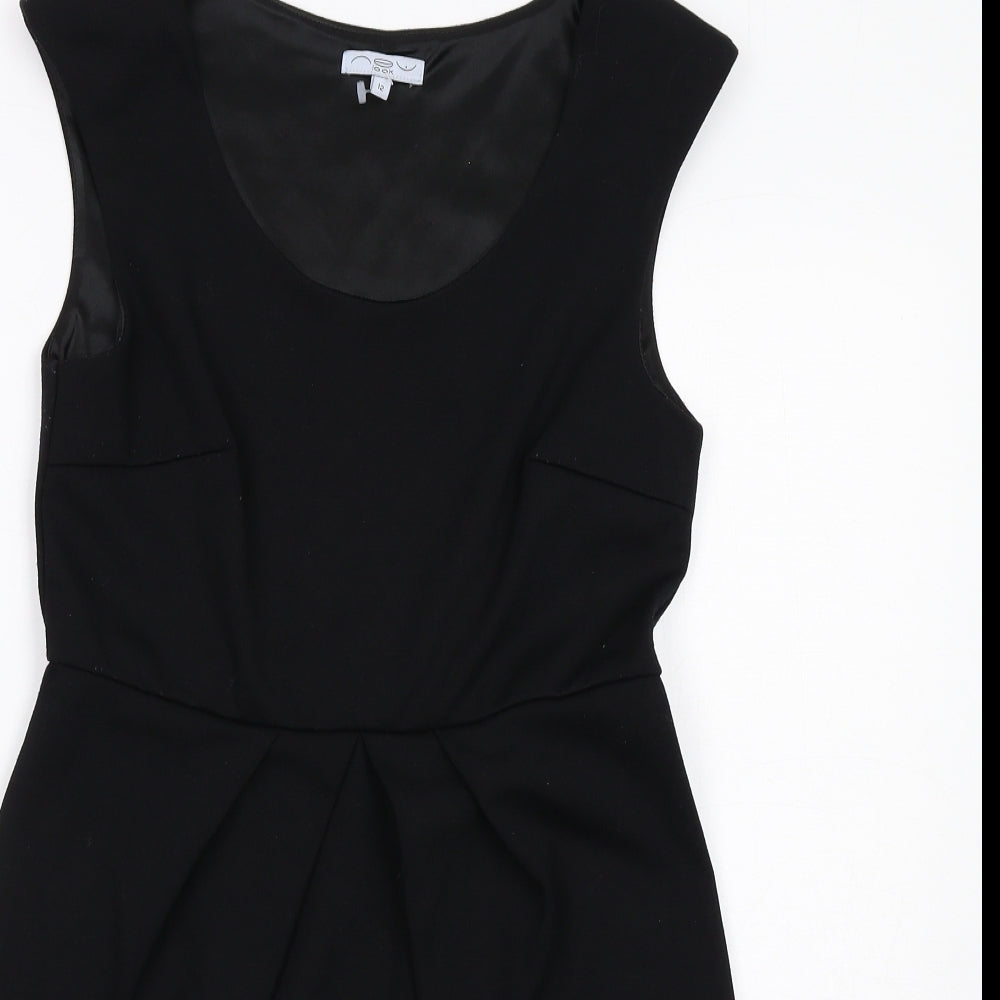 New Look Womens Black Polyester Shift Size 12 Round Neck Pullover
