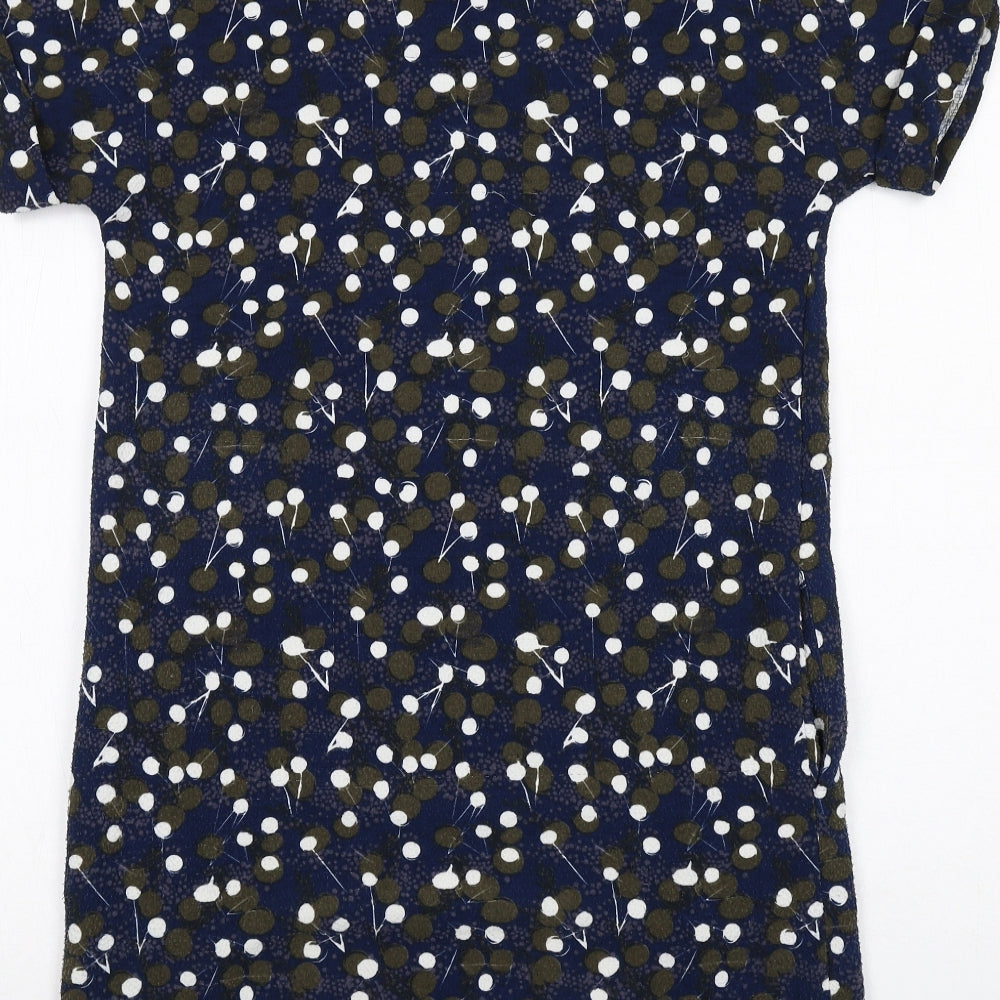 MANTARAY PRODUCTS Womens Blue Floral Polyester A-Line Size 10 V-Neck Pullover