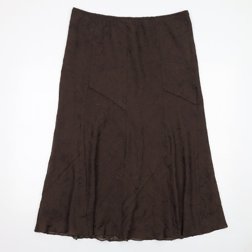 Marks and Spencer Womens Brown Floral Polyester Swing Skirt Size 18