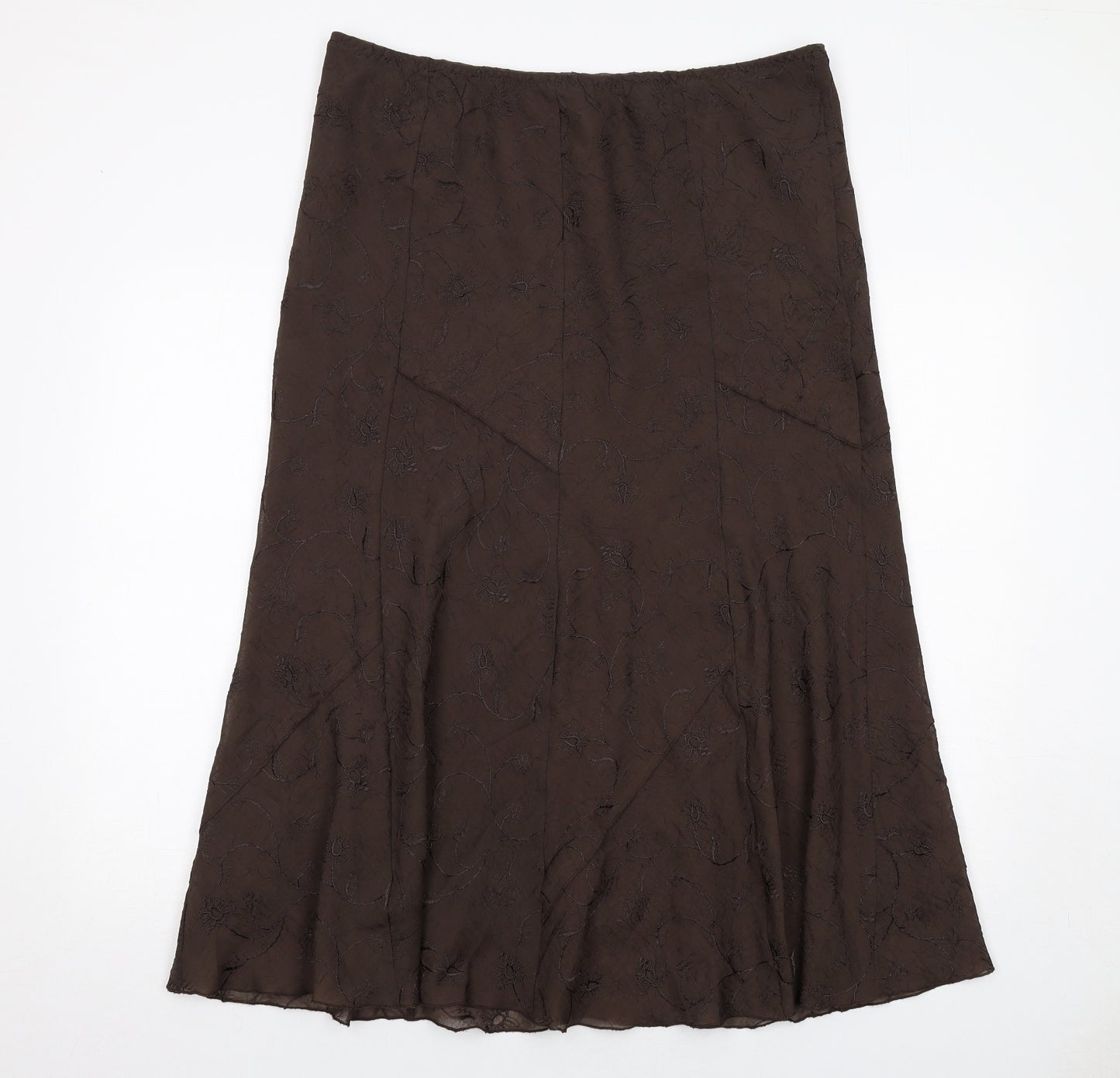 Marks and Spencer Womens Brown Floral Polyester Swing Skirt Size 18