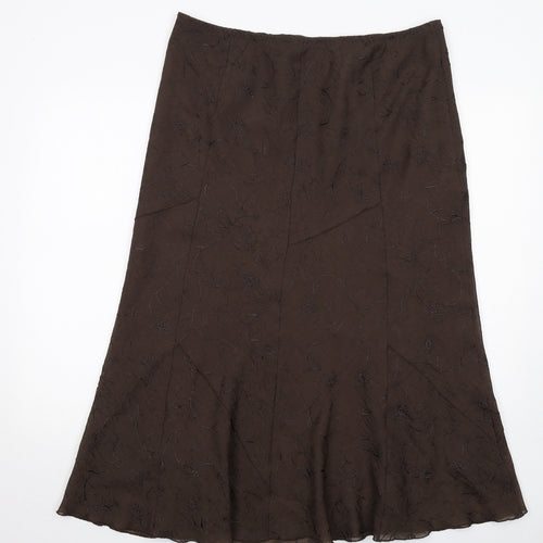 Marks and Spencer Womens Brown Floral Polyester Swing Skirt Size 18