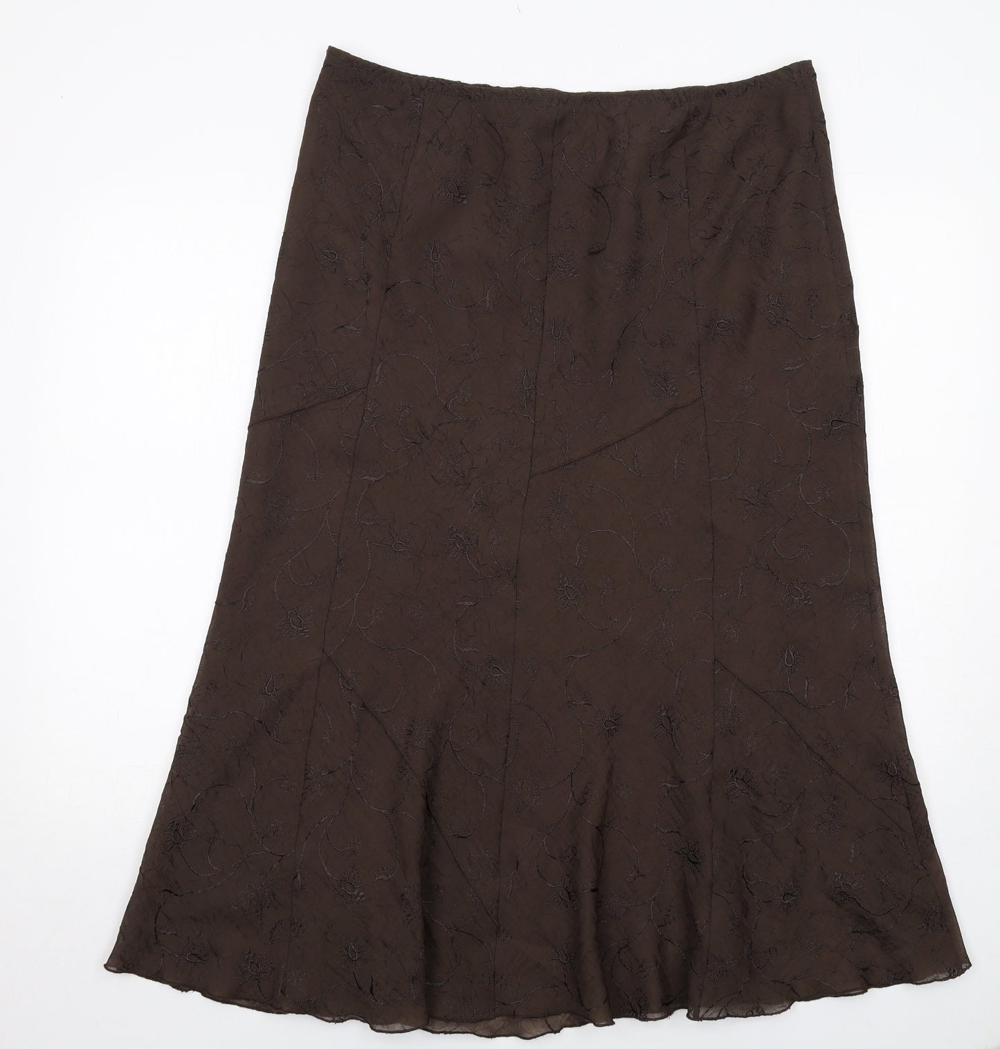 Marks and Spencer Womens Brown Floral Polyester Swing Skirt Size 18