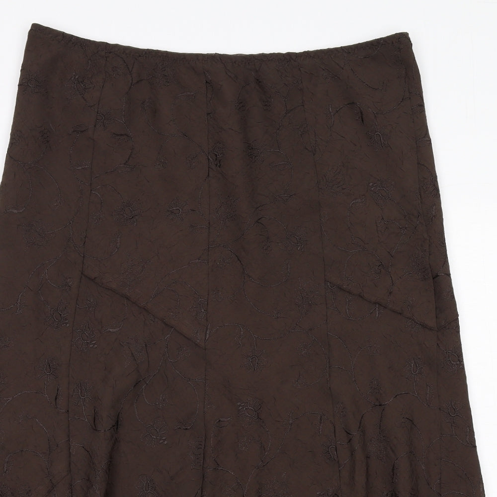 Marks and Spencer Womens Brown Floral Polyester Swing Skirt Size 18
