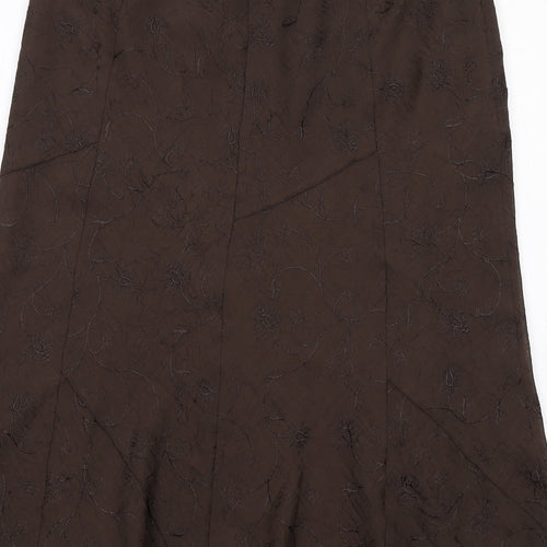Marks and Spencer Womens Brown Floral Polyester Swing Skirt Size 18