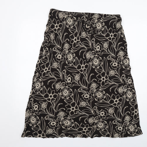 Marks and Spencer Womens Brown Floral Viscose A-Line Skirt Size 18