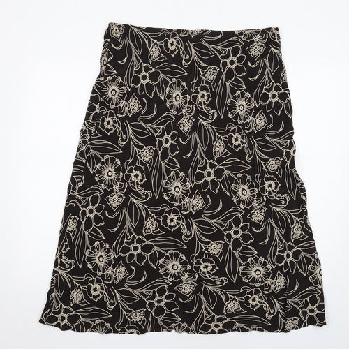 Marks and Spencer Womens Brown Floral Viscose A-Line Skirt Size 18