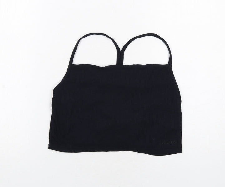 USA Pro Womens Black Polyester Cropped Tank Size 18 Square Neck