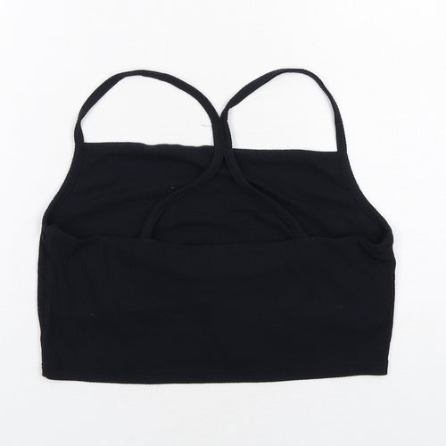 USA Pro Womens Black Polyester Cropped Tank Size 18 Square Neck