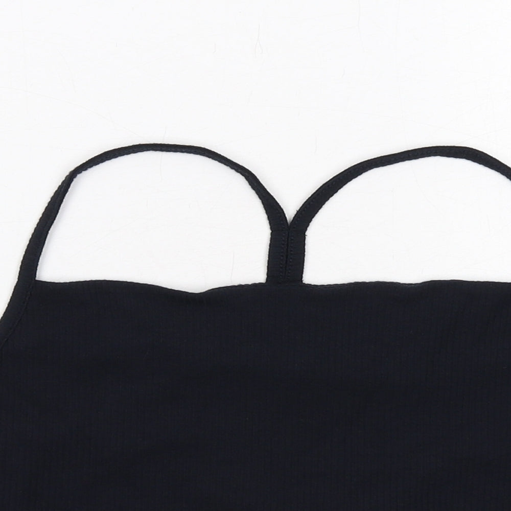 USA Pro Womens Black Polyester Cropped Tank Size 18 Square Neck