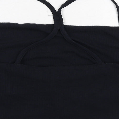 USA Pro Womens Black Polyester Cropped Tank Size 18 Square Neck