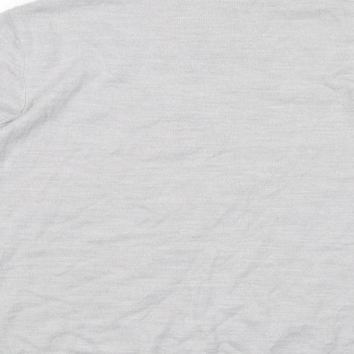 Marks and Spencer Womens Grey Round Neck Acrylic Pullover Jumper Size 12 - Star Pattern