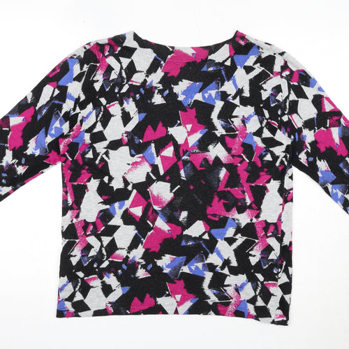Marks and Spencer Womens Multicoloured Round Neck Geometric Viscose Pullover Jumper Size 14
