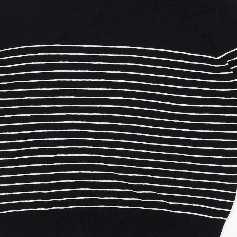 H&M Womens Black High Neck Striped Viscose Pullover Jumper Size S