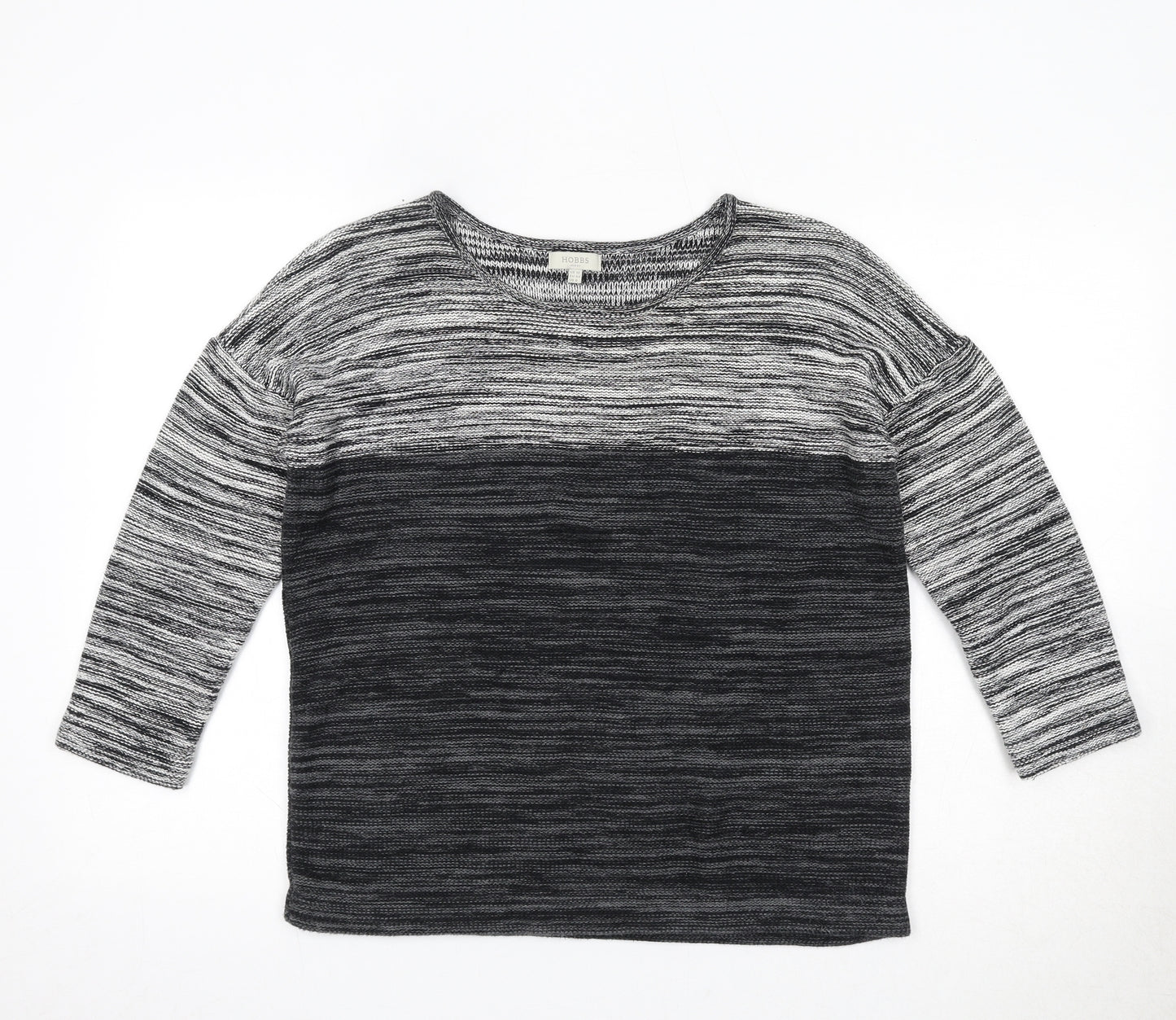 Hobbs Womens Black Round Neck 100% Cotton Pullover Jumper Size 12