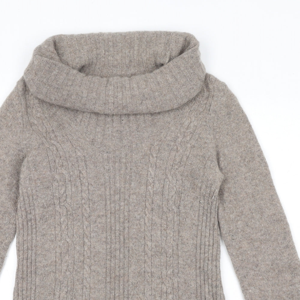 Laura Ashley Womens Beige Roll Neck Wool Pullover Jumper Size 14