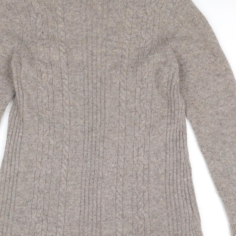 Laura Ashley Womens Beige Roll Neck Wool Pullover Jumper Size 14