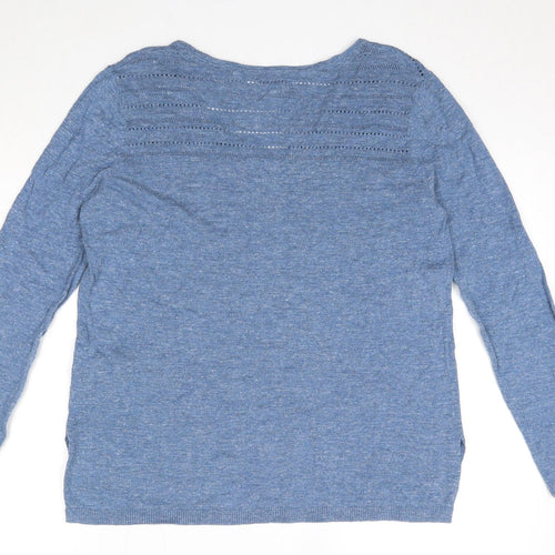 Fat Face Womens Blue V-Neck 100% Cotton Pullover Jumper Size 12