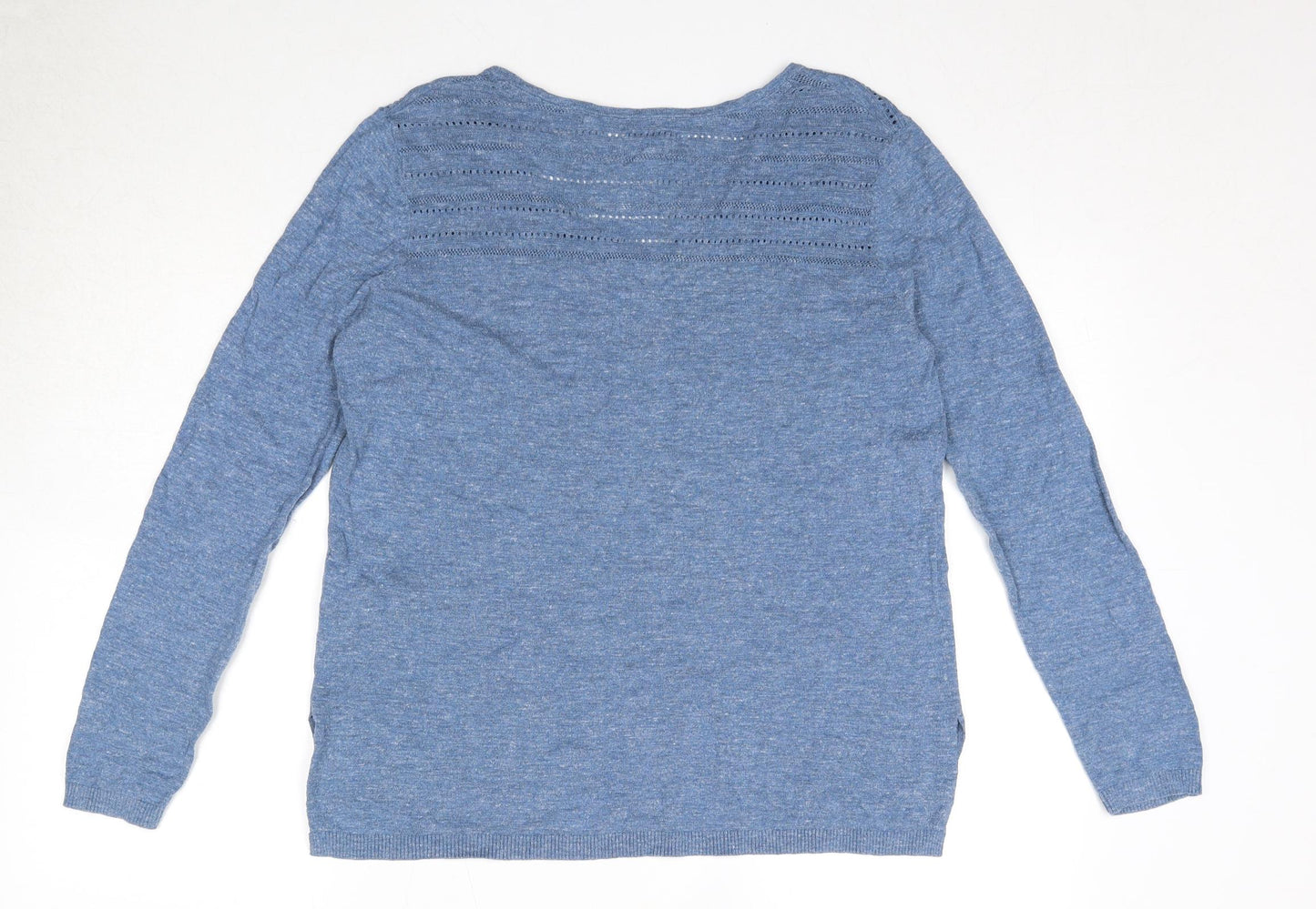 Fat Face Womens Blue V-Neck 100% Cotton Pullover Jumper Size 12